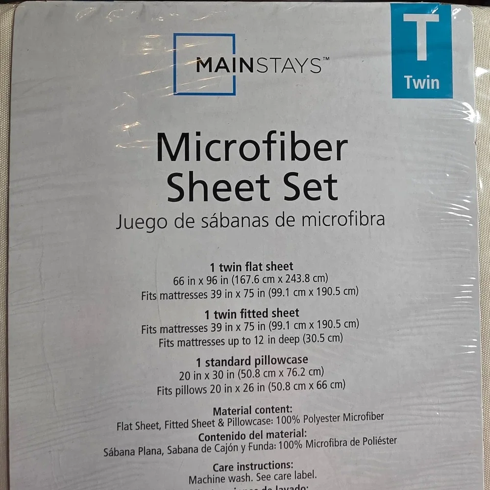 Mainstays Twin Microfiber Sheet Set Fresh Ivory 3 Piece MS45-002-301-01 O4